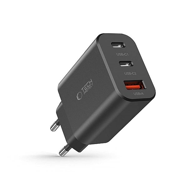 Tech-Protect Nc30W 3-Port Network Charger Pd30W/Qc3.0 Black