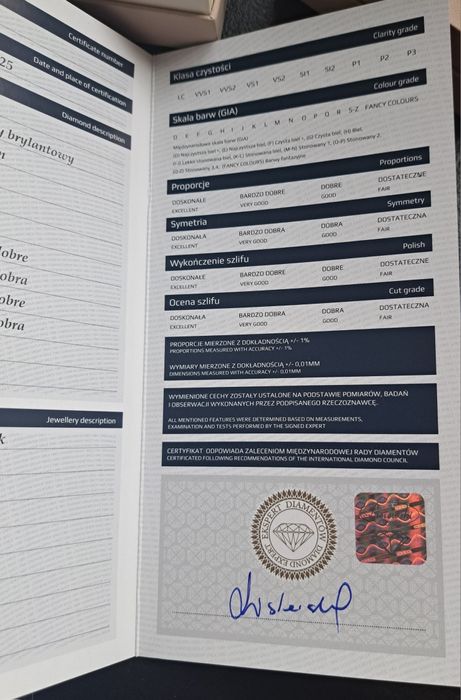 Złoty pierscionek z topazem i diamentami 585 certyfikat