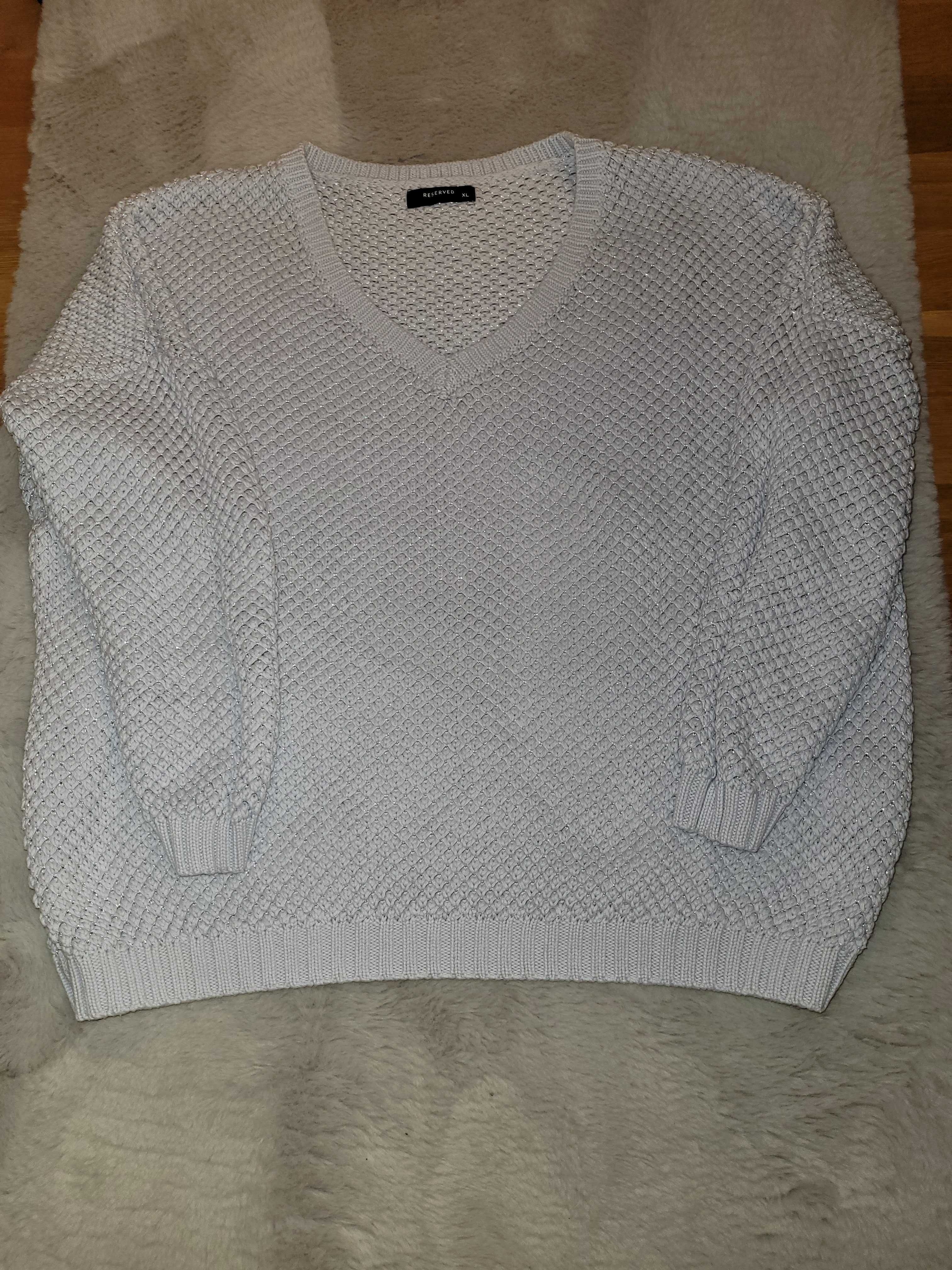 RESERVED Błękitny niebieski sweter oversize bawełna r. 42
