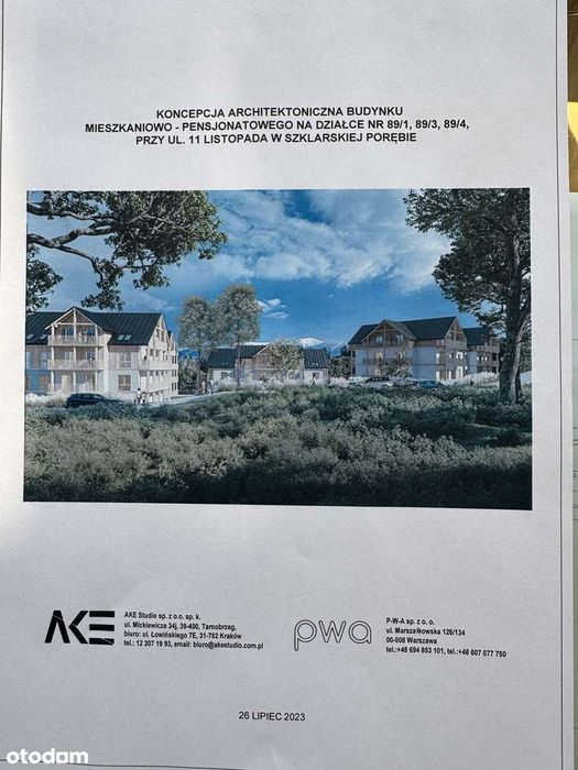 Działka pod budowę apartamentów z PNB !