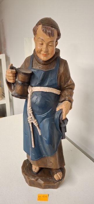 Duża Figura woskowa Mnich z kuflem i kluczami