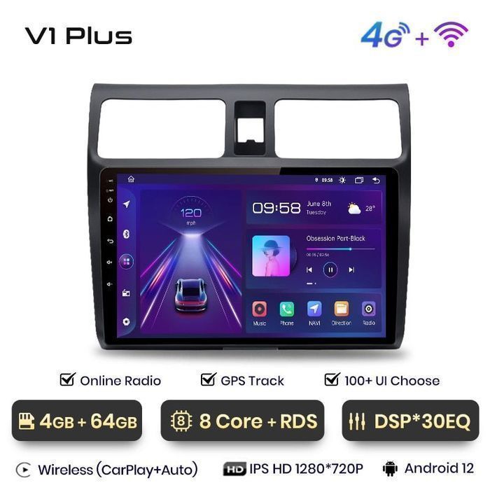 Radio nawigacja Suzuki Swift 2003 - 2010 Carplay Android Auto 4GB Plus