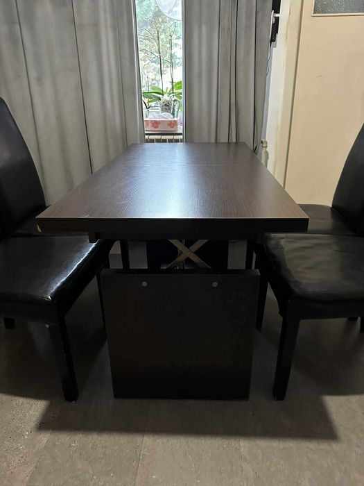 Ława stół 125x65 do jadalni salonu regulowana i 4 krzesła