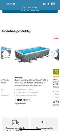 Basen stelażowy Power Stell Bestway 5,49x2,74x1,22m mega zestaw !