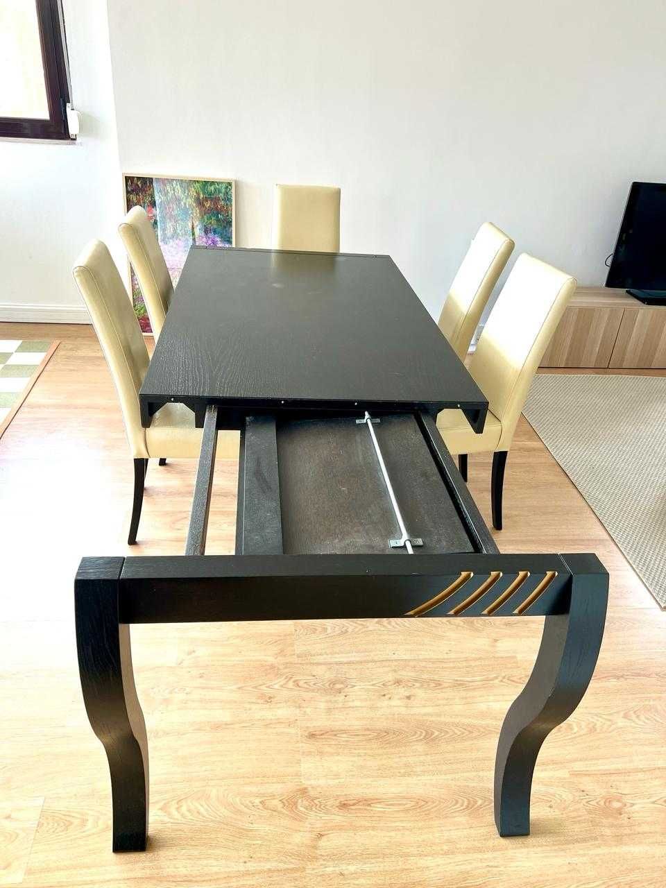 Mesa jantar extensível 8 pessoas  com 6 cadeiras