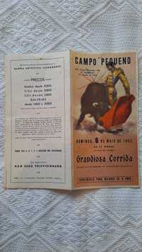 Cartaz panfleto corrida de toiros tourada tauromaquia 1962