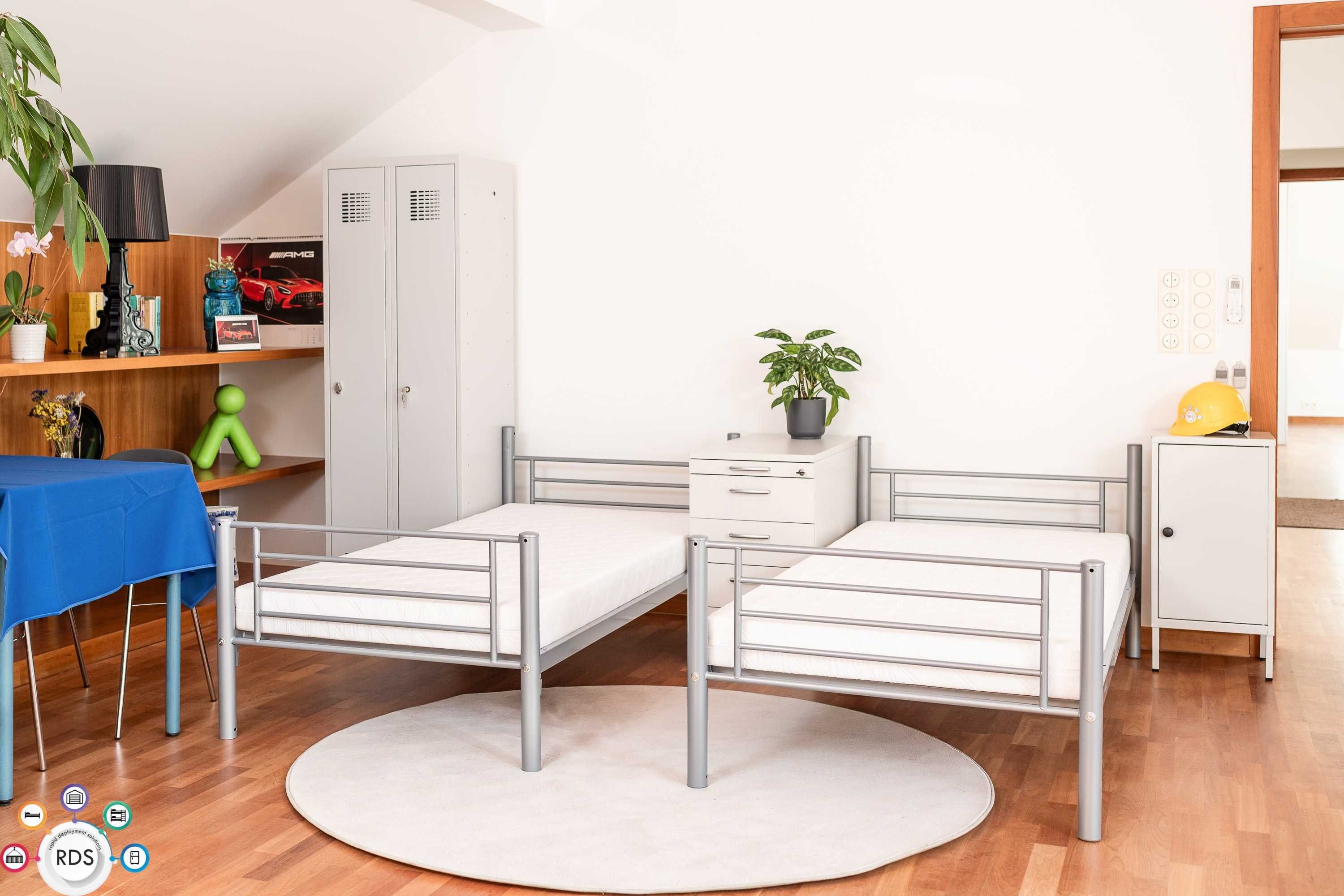 Łóżko metalowe pojedyncze lub piętrowe WOJSKOWE Z MATERACEM 90x200 cm