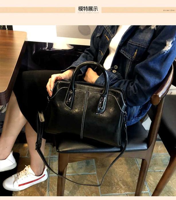 Кожаная натуральная женская сумка Кожа 2024 Zara style Черная