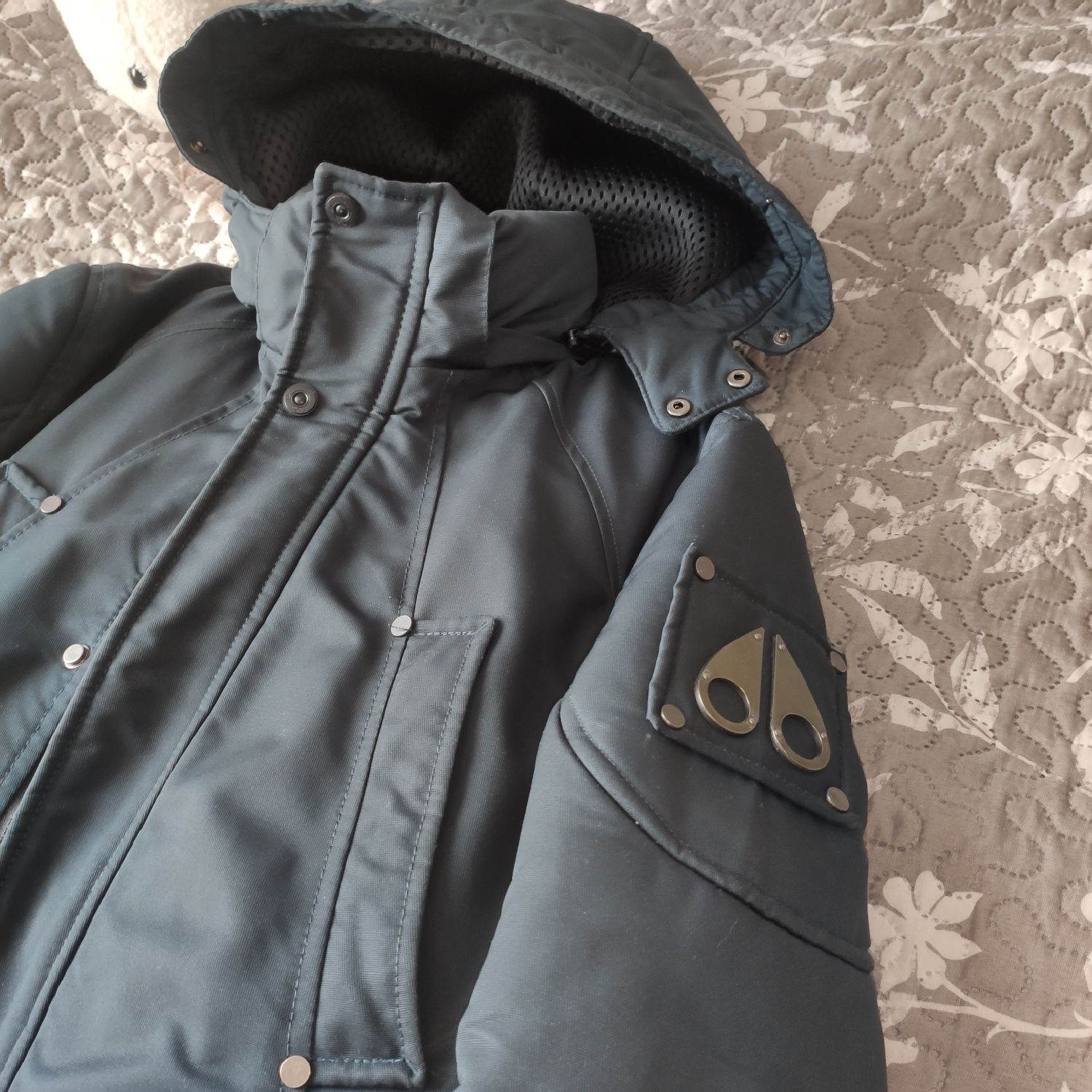 Куртка удлиненная зимняя 46-48 серо-синяя 1500