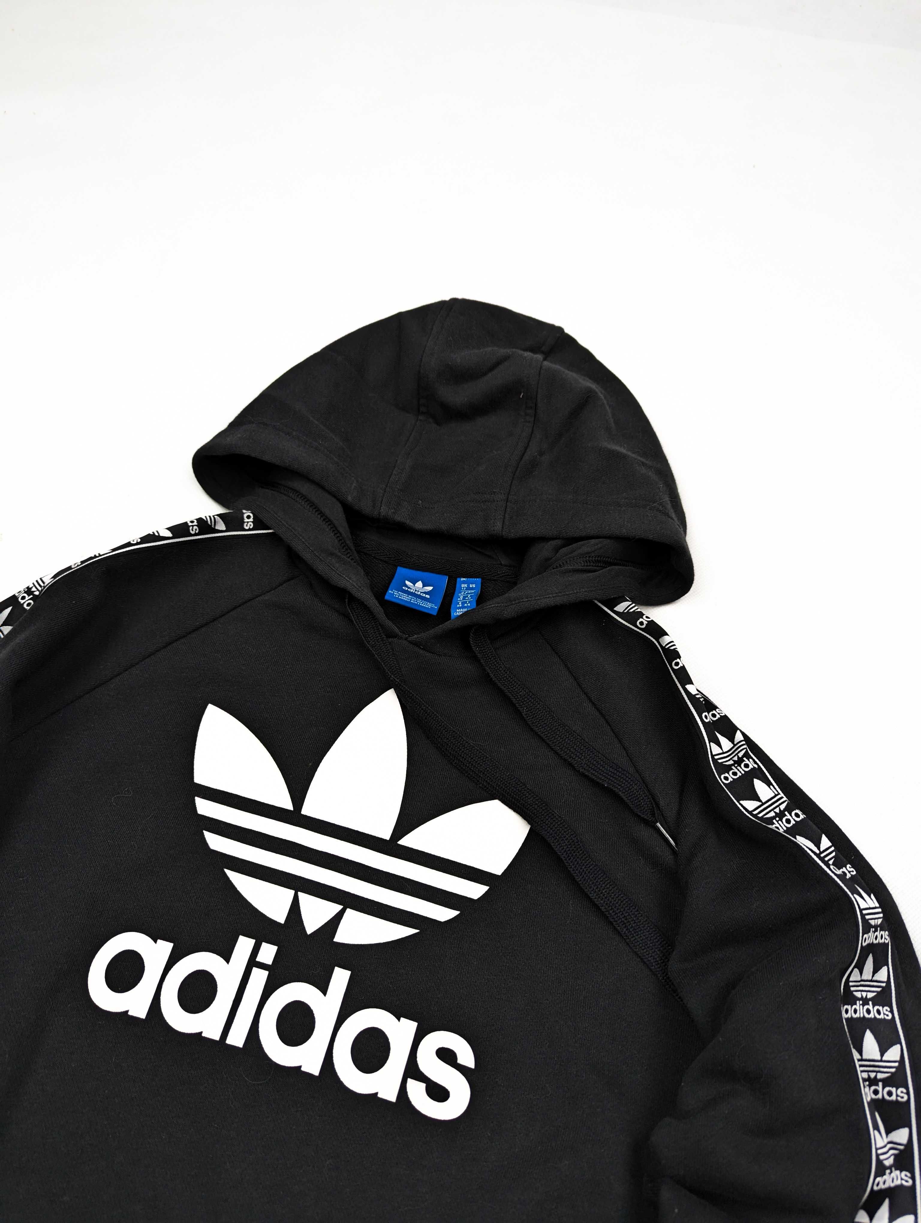 Adidas czarna bluza z kapturem S logo