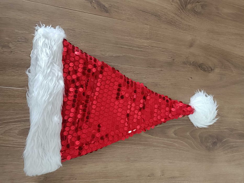 Czapka Mikołaja nowa z cekinami