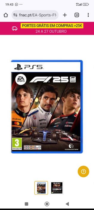 F1 25 PS5 Como novo