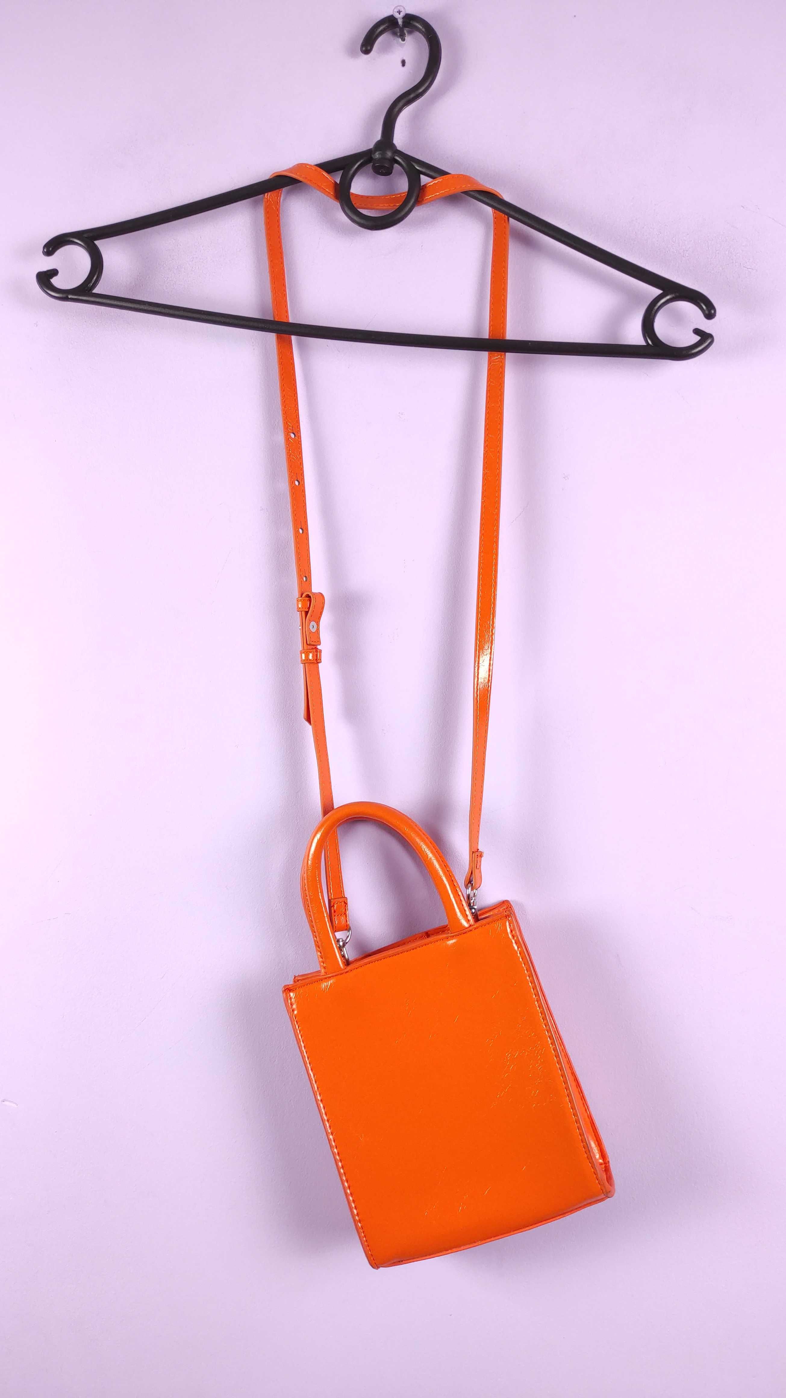 Mango mini torebka lakierowana pomarańczowa listonoszka crossbody