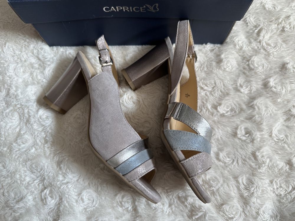 Buty damskie sandały na słupku brokatowe błyszczące 37