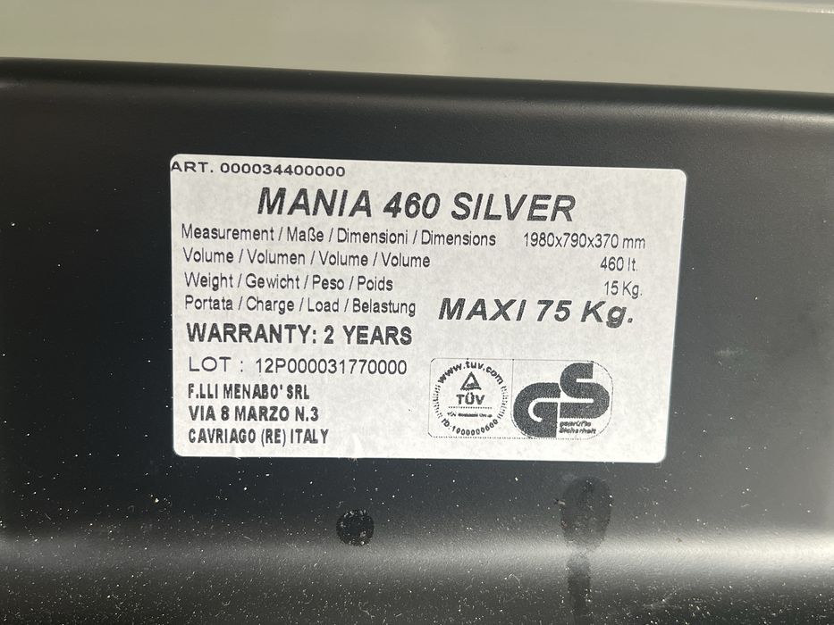 Box dachowy / bagażnik dachowy MANIA 460 SILVER