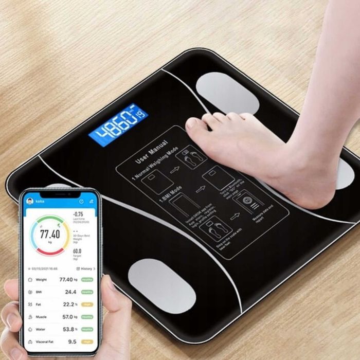 Waga łazienkowa analityczna Bluetooth 180 KG SMART 25w1 + Baterie