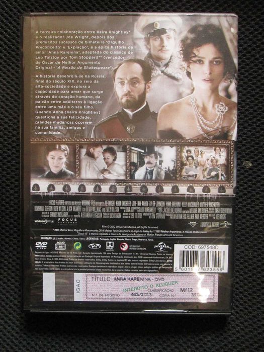 DVD Anna Karenina, de Joe Wright, com Keira Knightley, Jude Law