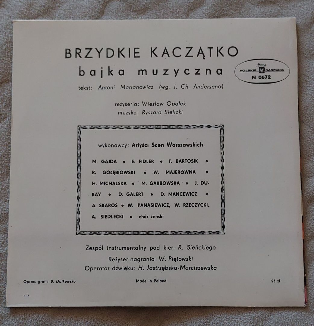 Brzydkie kaczątko- bajka muzyczna Winyl