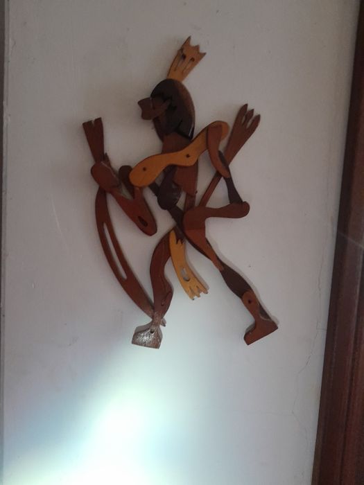 Conjunto de três indios da Guiana Francesa madeira  preciosa lindos