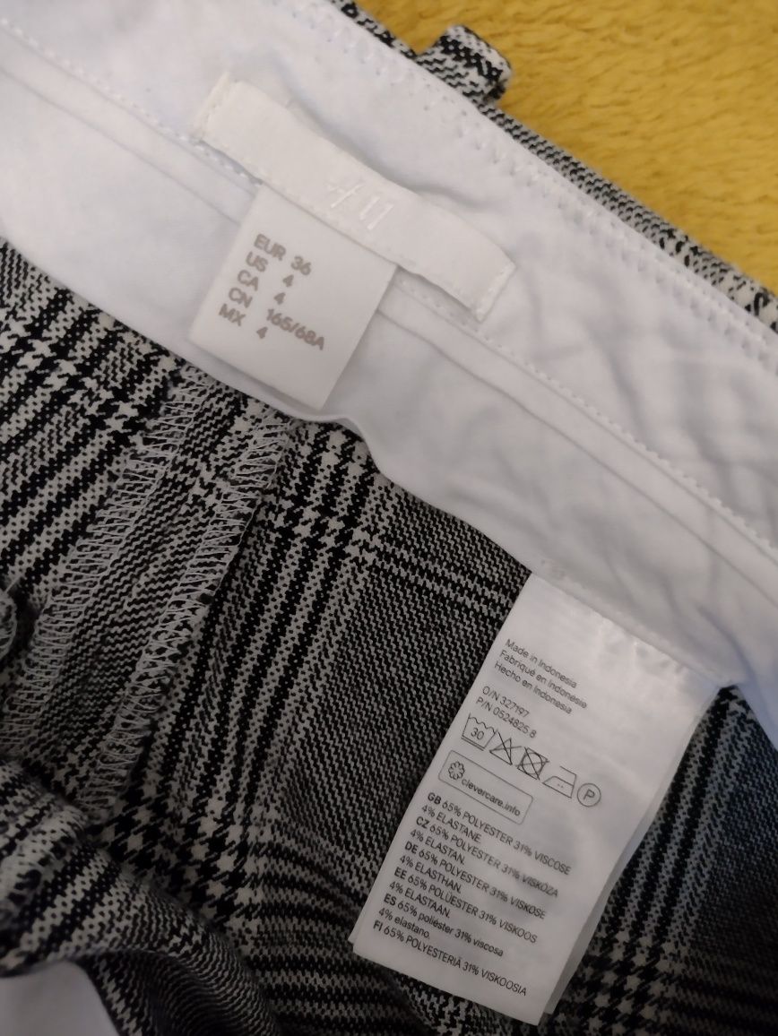 Eleganckie spodnie krata H&M róż.36/S