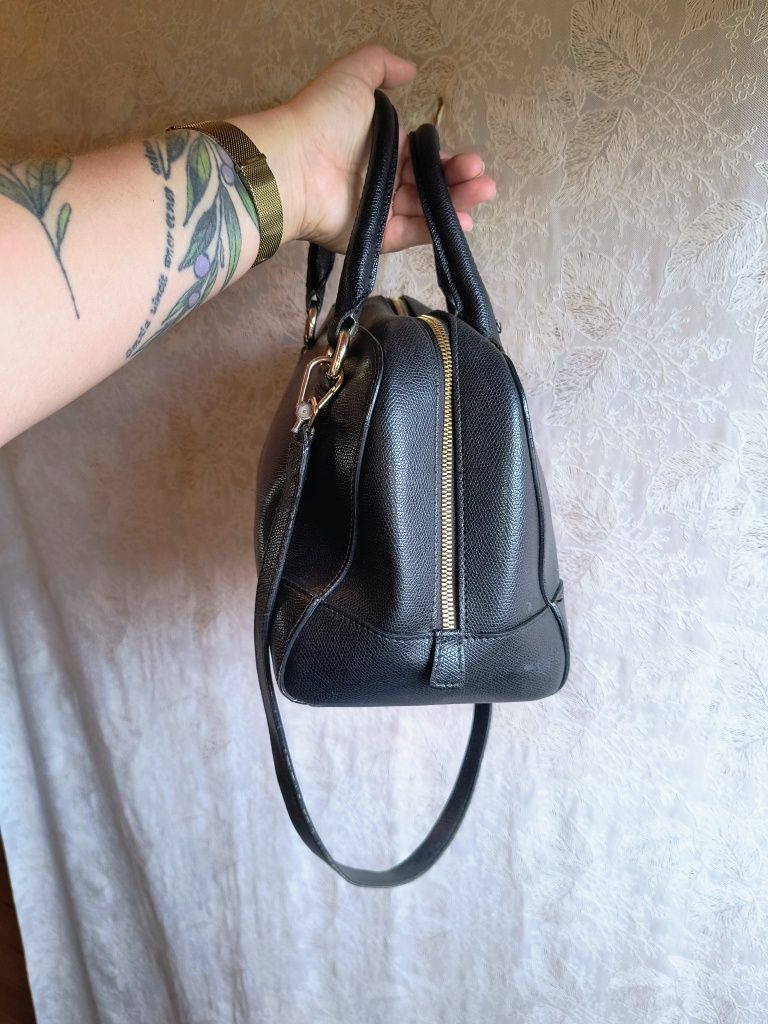 Furla czarna pojemna torba torebka do ręki na ramię kobieca szykowna