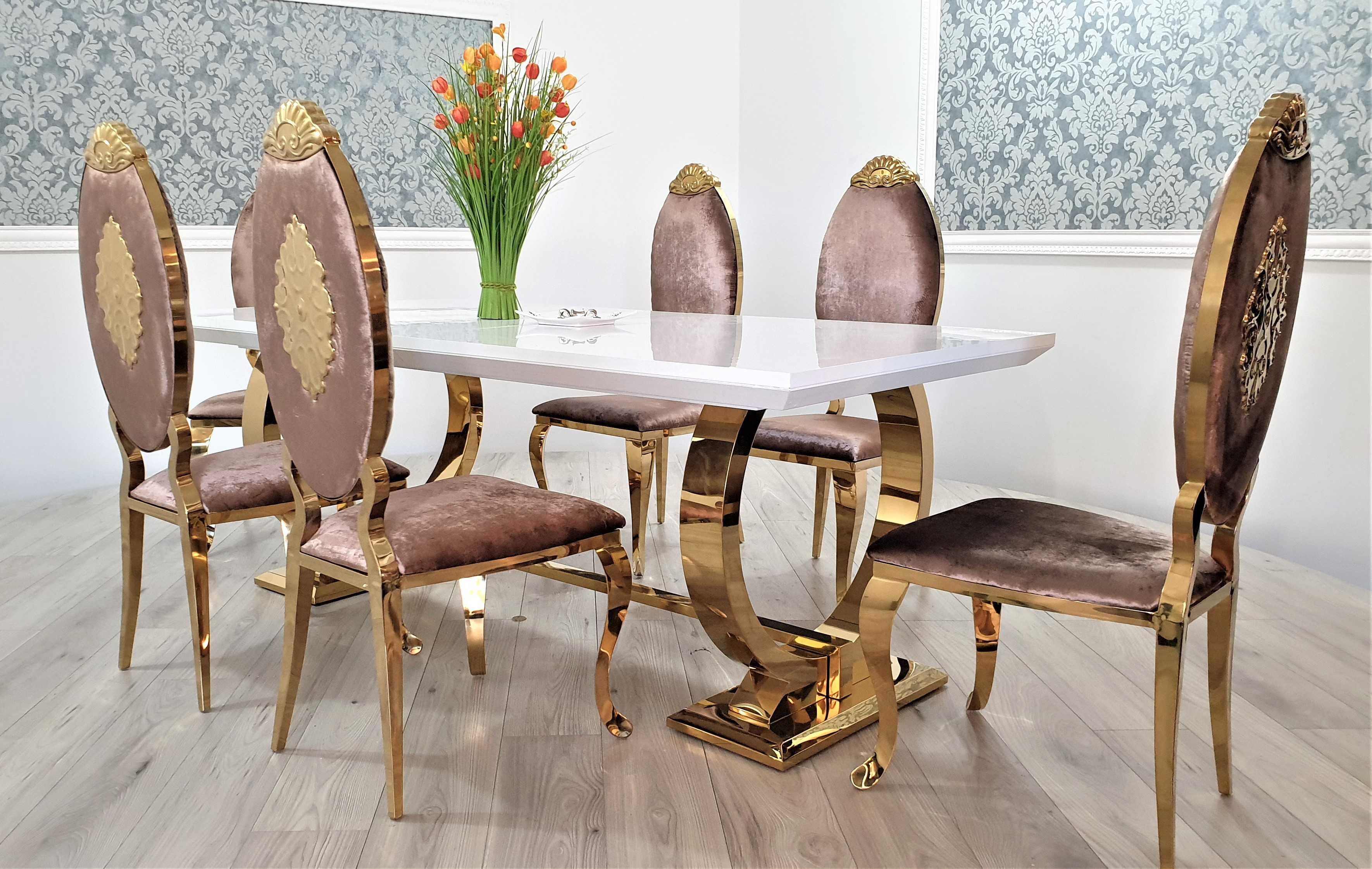 JADALNIA Glamour 200/300/100 rozkładany stół + 6 krzeseł