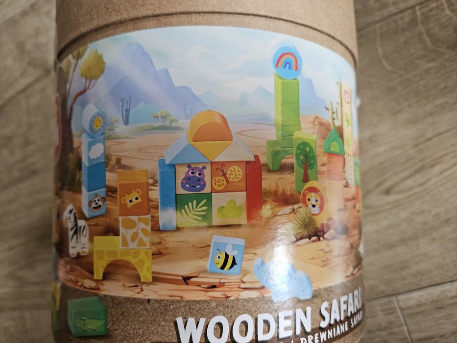 Klocki drewniane wooden safari nowe