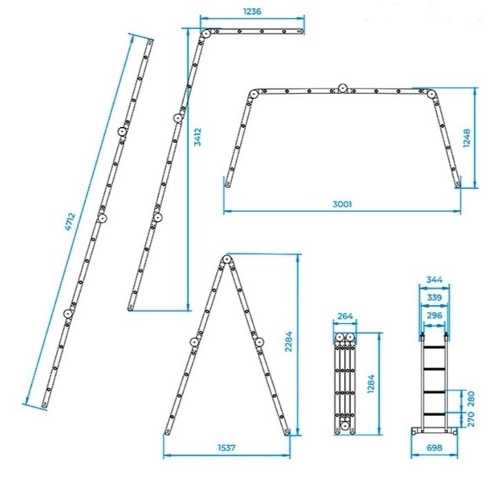 Драбина Трансформер 4х4 4,7м Алюмінієва Великі Замки / Стремянка Нова