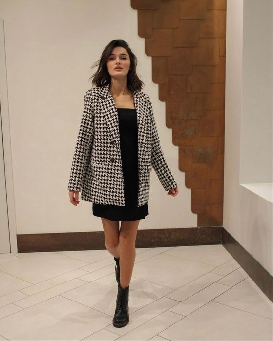 Твідовий піджак у принт гусяча лапка S/M • Останні одиниці!