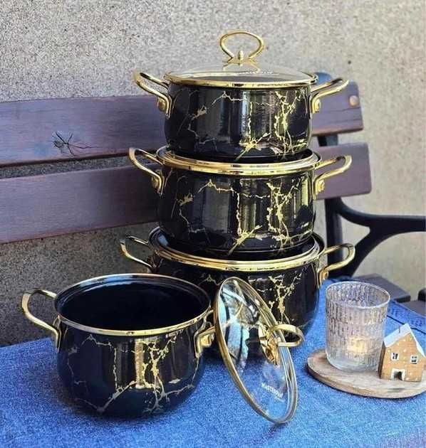 Набір каструль Edenberg 6 предметів з мармуровим антипригарним покритт