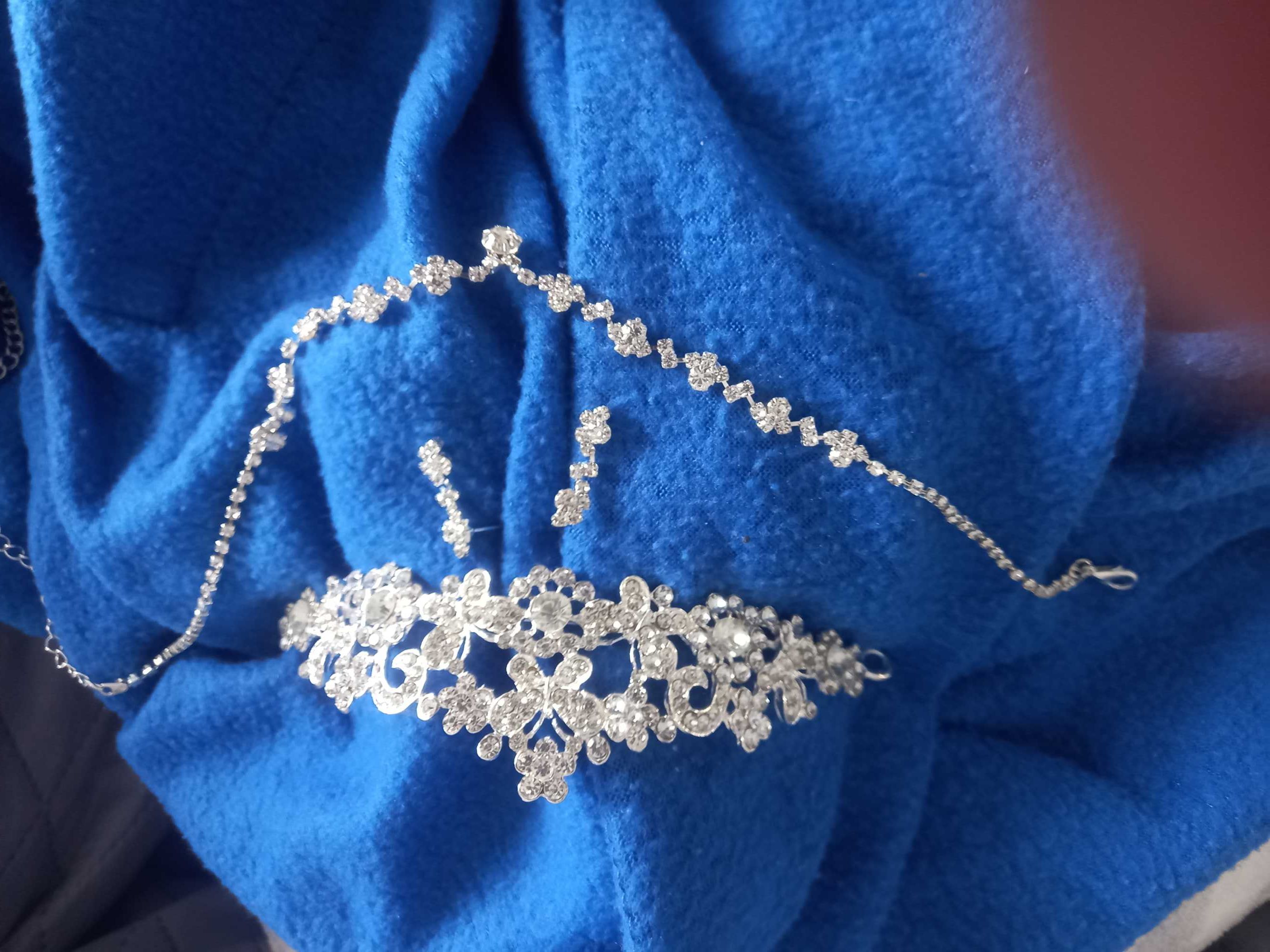 conjunto de noiva tiara, brincos e colar