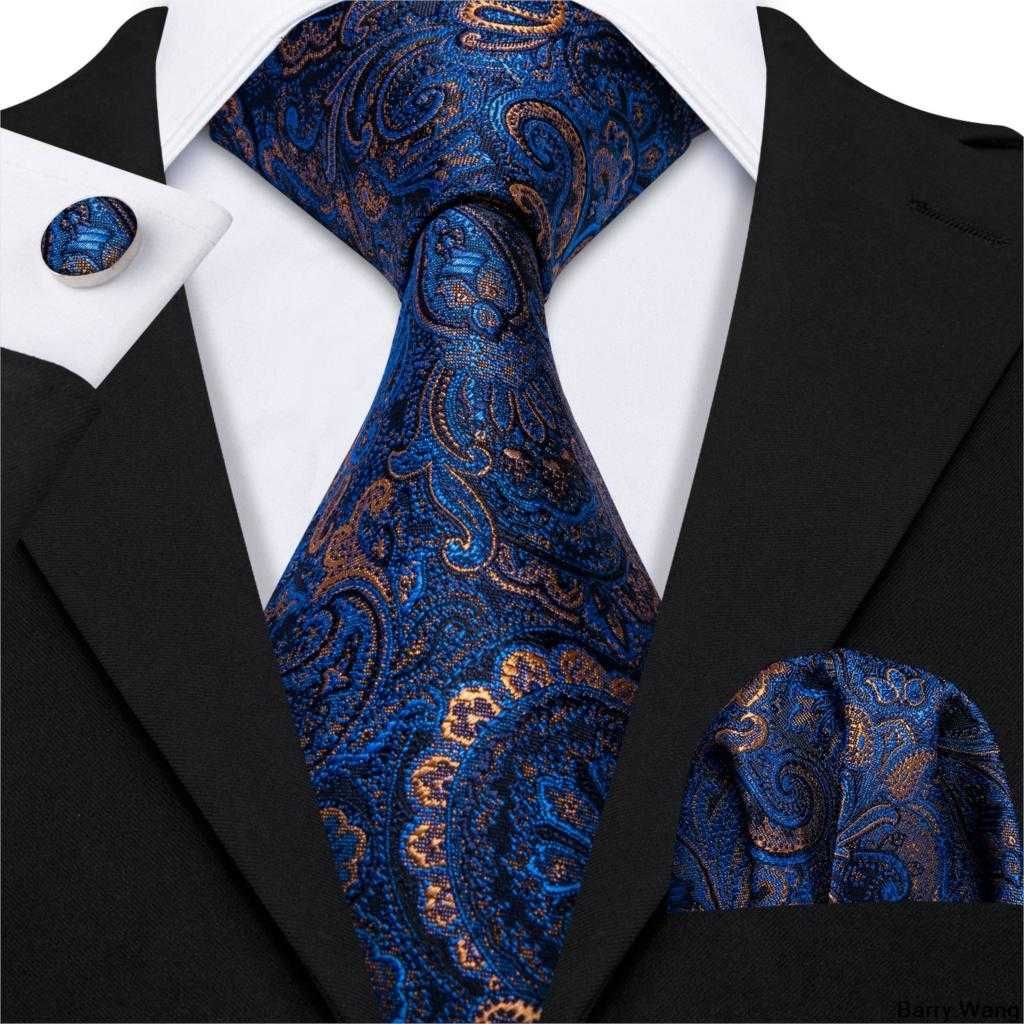 XXXL Kamizelka Krawat elegancka garnitur poszetka klapy granat brąz
