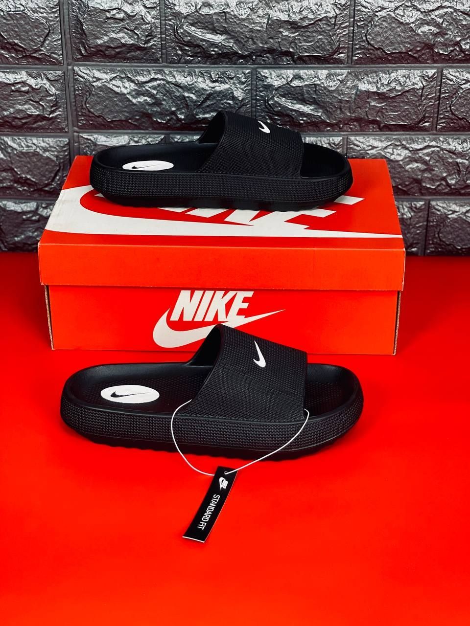 Женские шлепанцы Nike черные уличные тапочки Найк качество топ