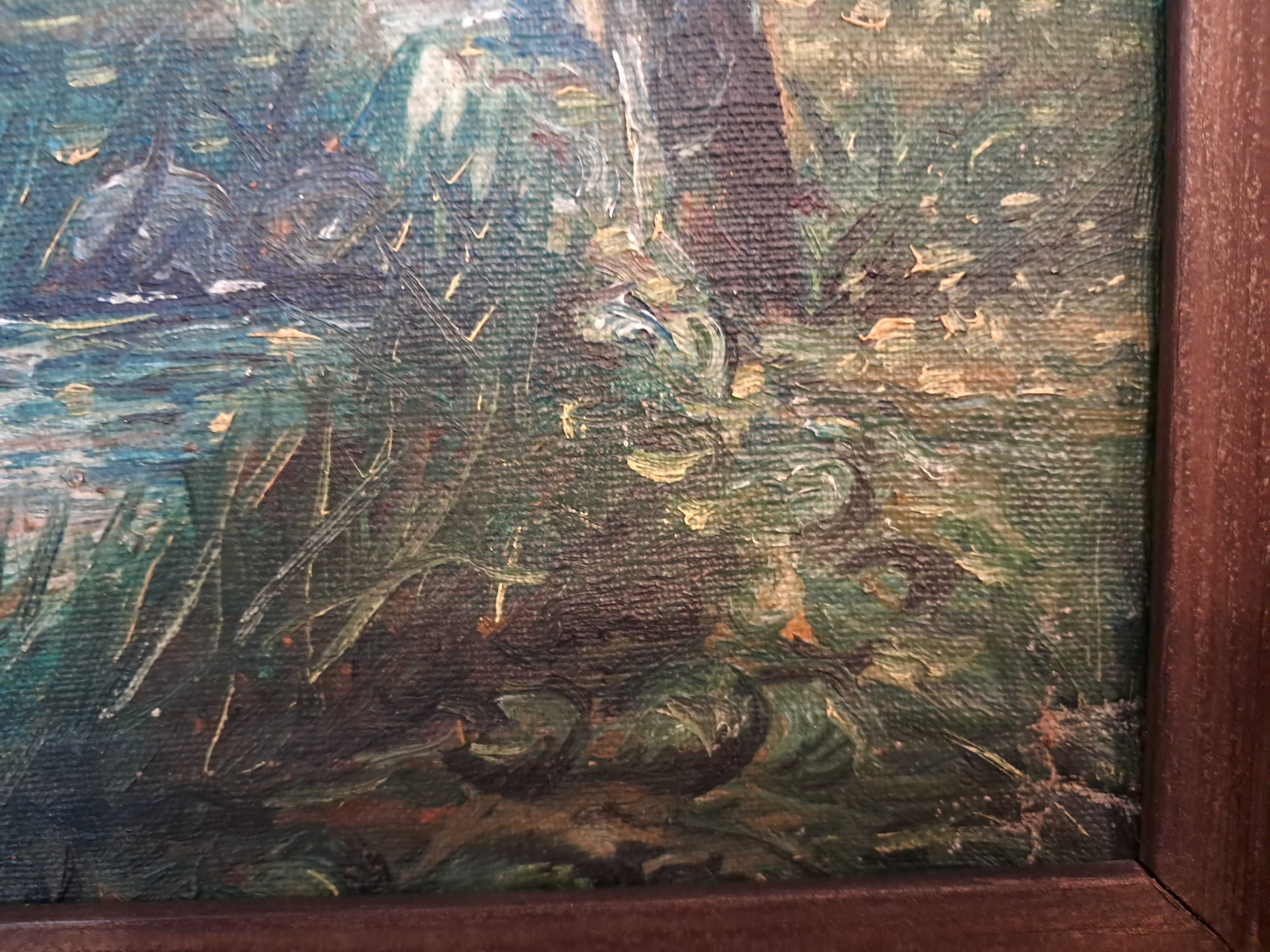 Obraz olejny w drewnianej ramie.