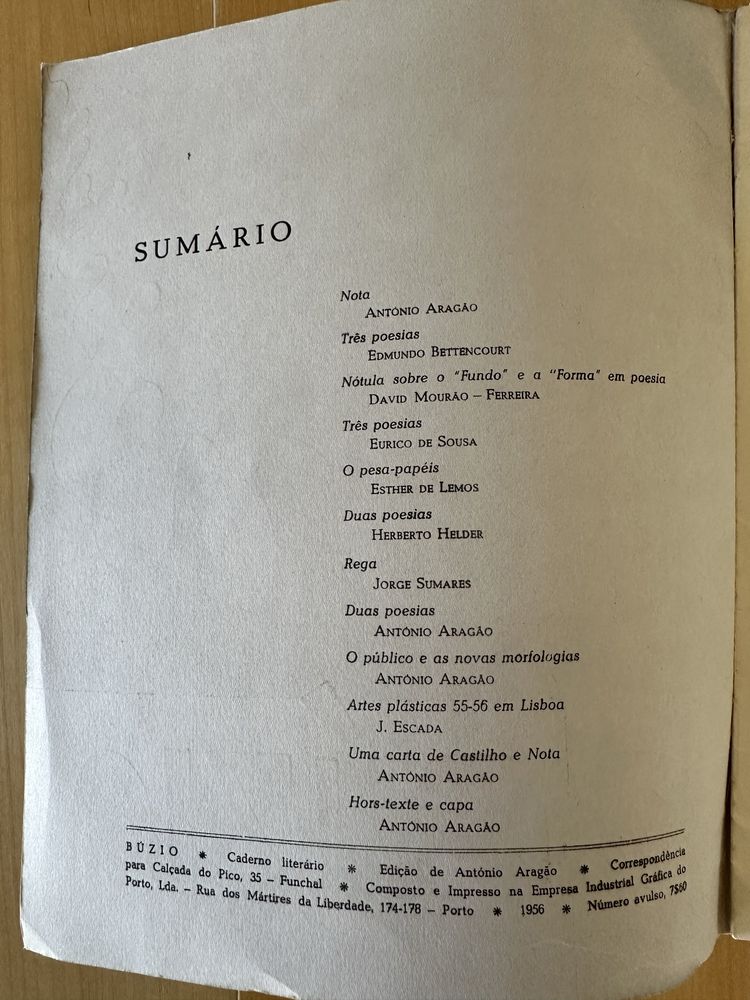 Revista Búzio - Raro - Único Número - 1956 - com Herberto Helder