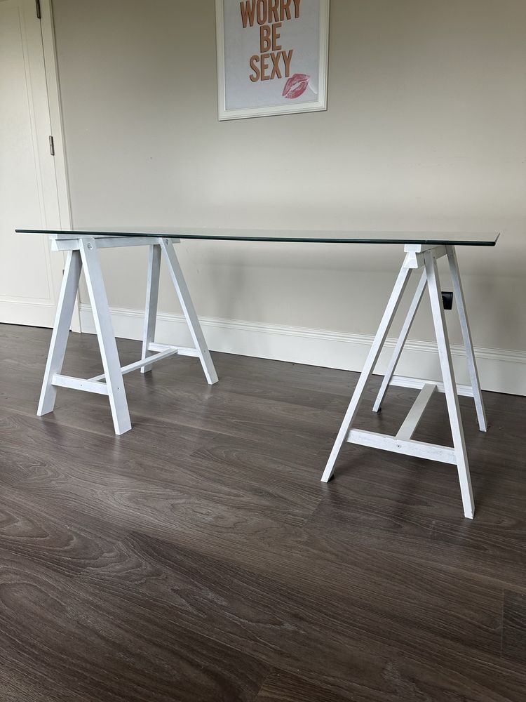 Stół vintage IKEA szklany blat biurko