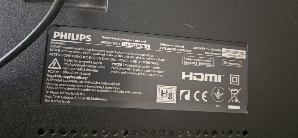 Lcd PHILIPS 46PFL3807H/12 e home cinema SAMSUNG  ht-tz225