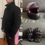 Conjunto Moto: casaco + capacete + luvas