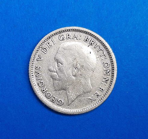 Wielka Brytania 6 Pensów, król Jerzy V, rok 1927, srebro 0,500