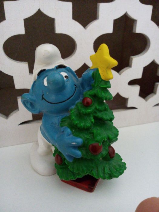 Estrumfe com árvore de Natal Smurf coleccionável 1981