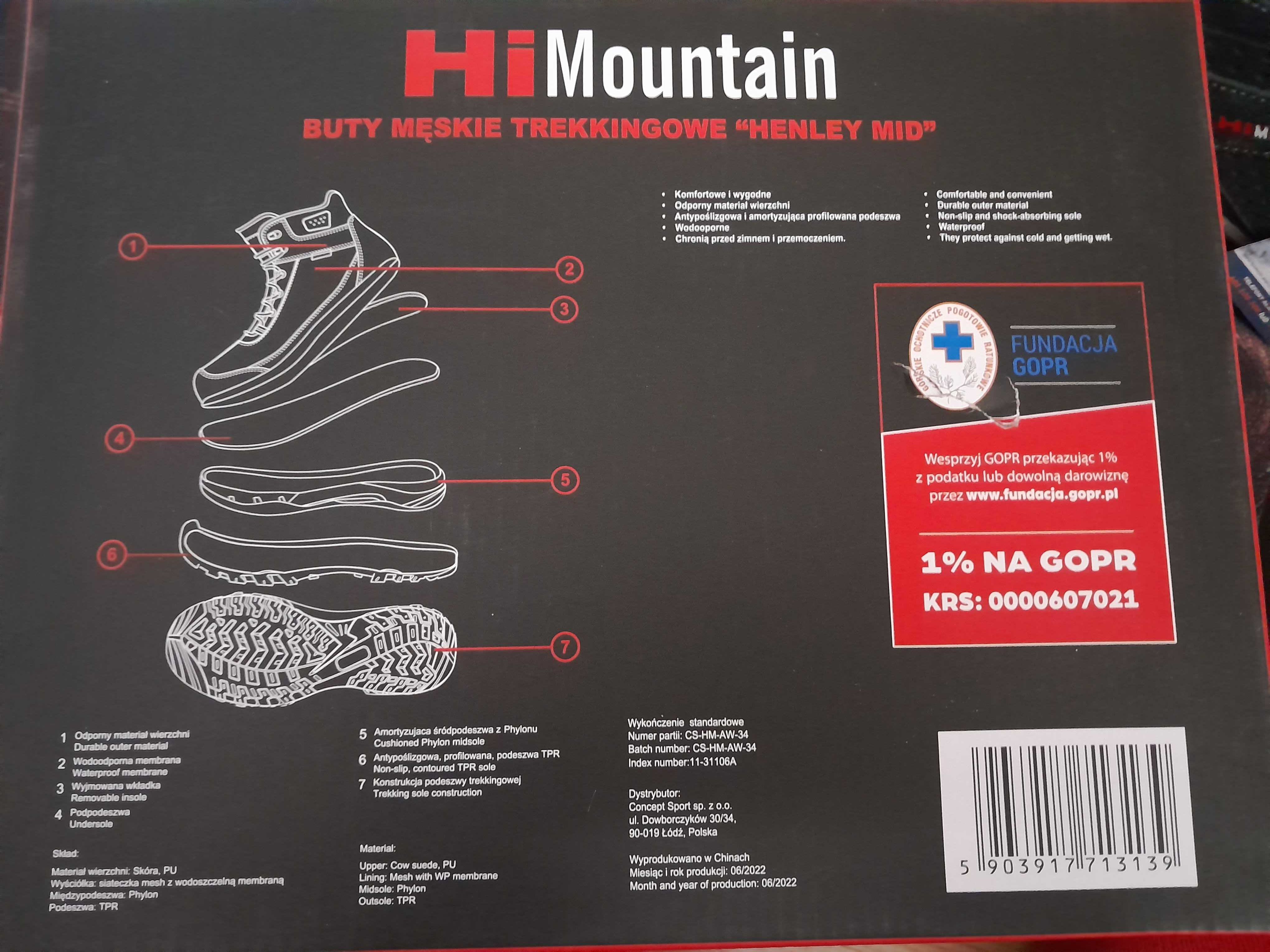 HiMountain | Męskie buty trekkingowe "Henley Mid" | 44