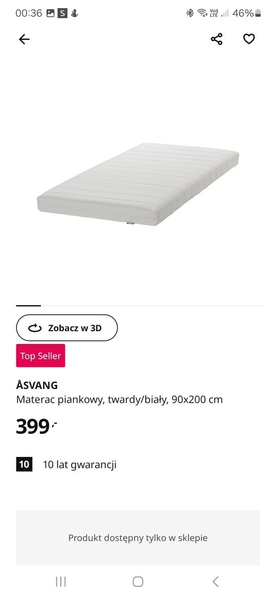 Łóżko piętrowe + materace Ikea