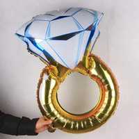 Фольгированный шар "Кольцо с бриллиантом" 48x27 см, золотой (желтый)