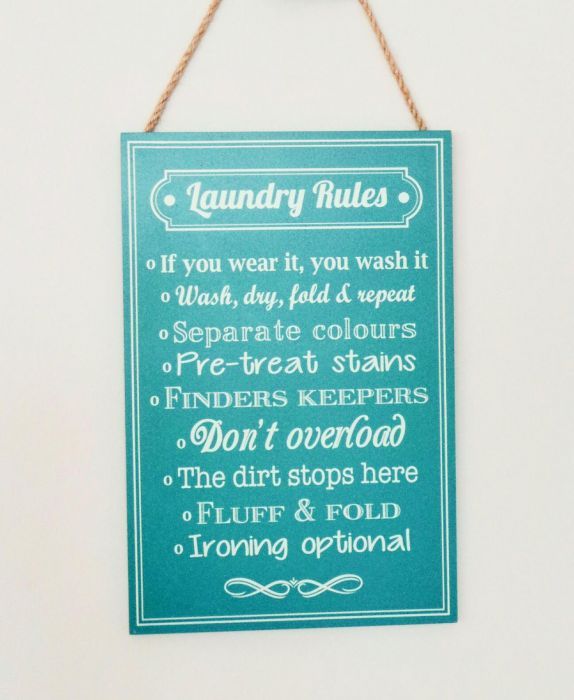Tabliczka Laundry Rules - Reguły Prania w języku angielskim