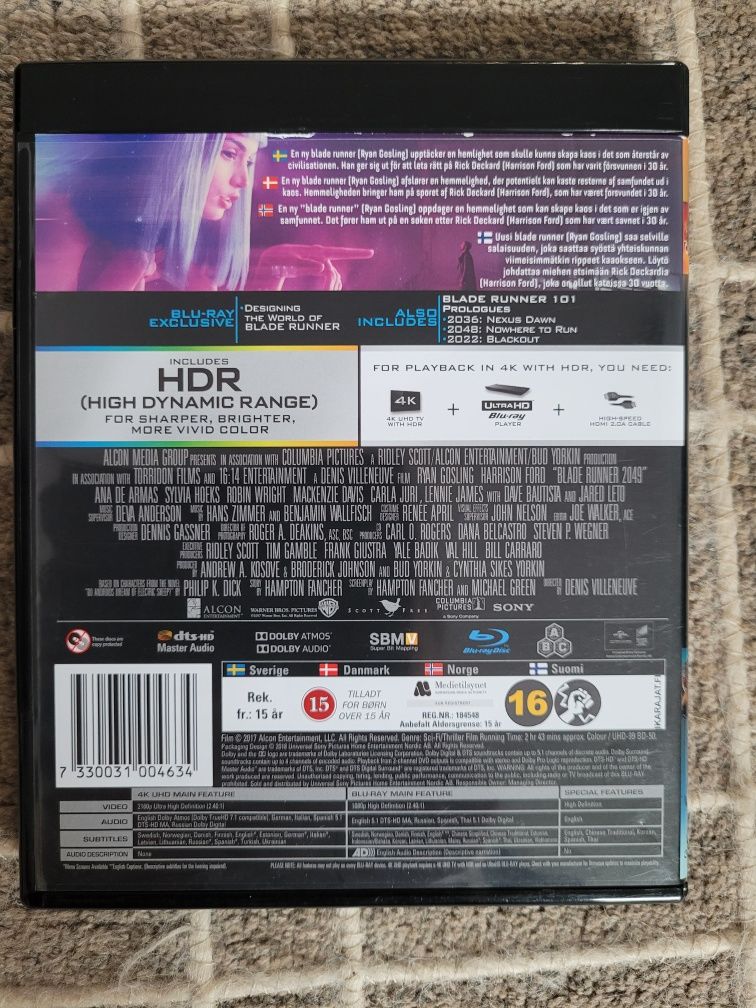 Film Blade Runner 2049 blu ray 4k