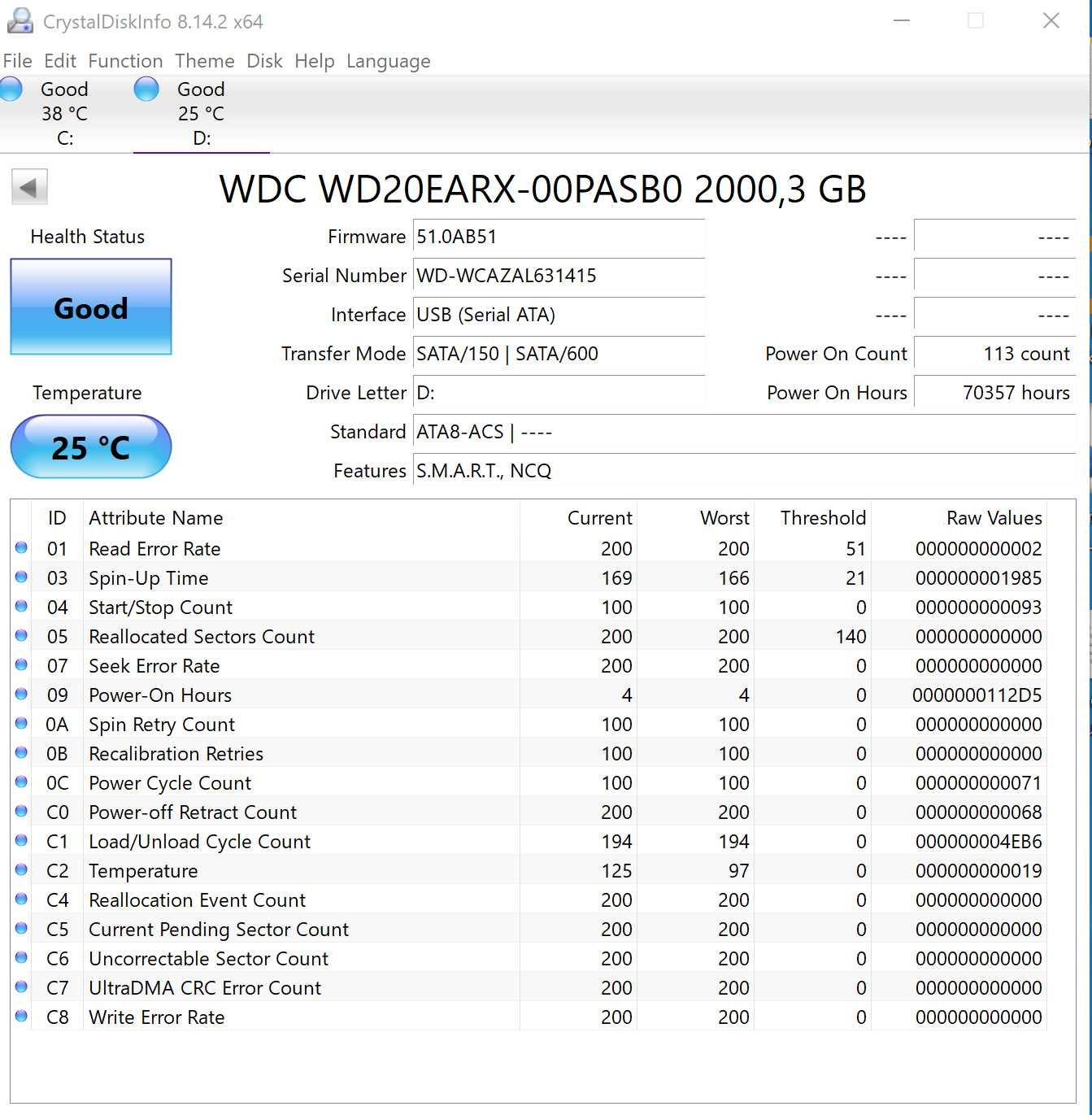 Жорсткий диск Western Digital Green 2TB 5400rpm 64МB WD20EARX 3.5