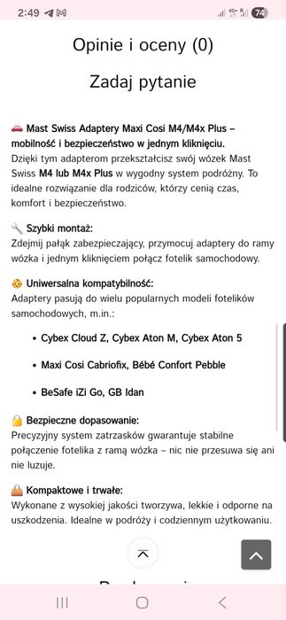 Adaptery do fotelików samochodowych na wózek mast m4