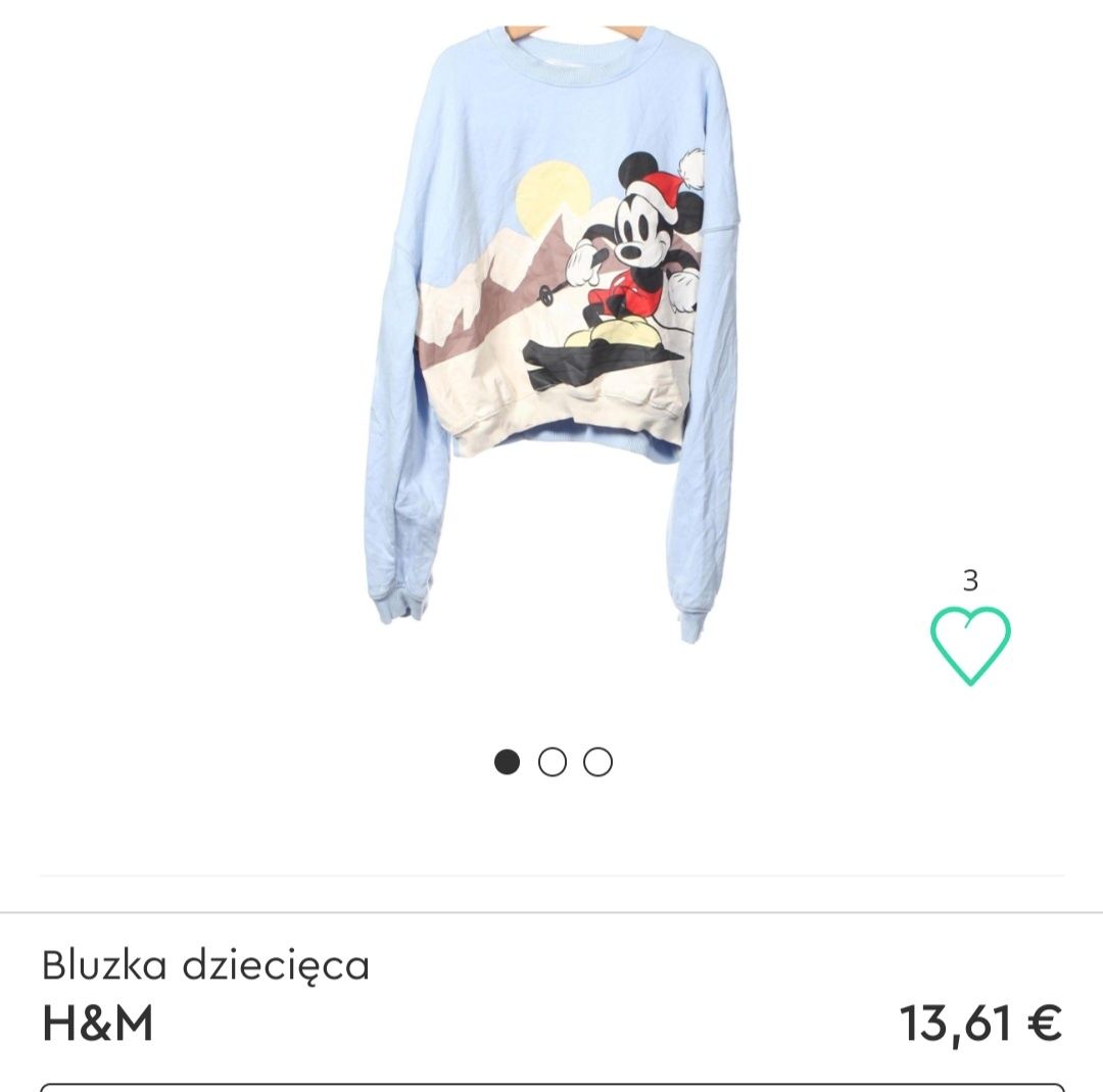 Bluza dresowa oversize H&M świąteczna Myszka Miki drws