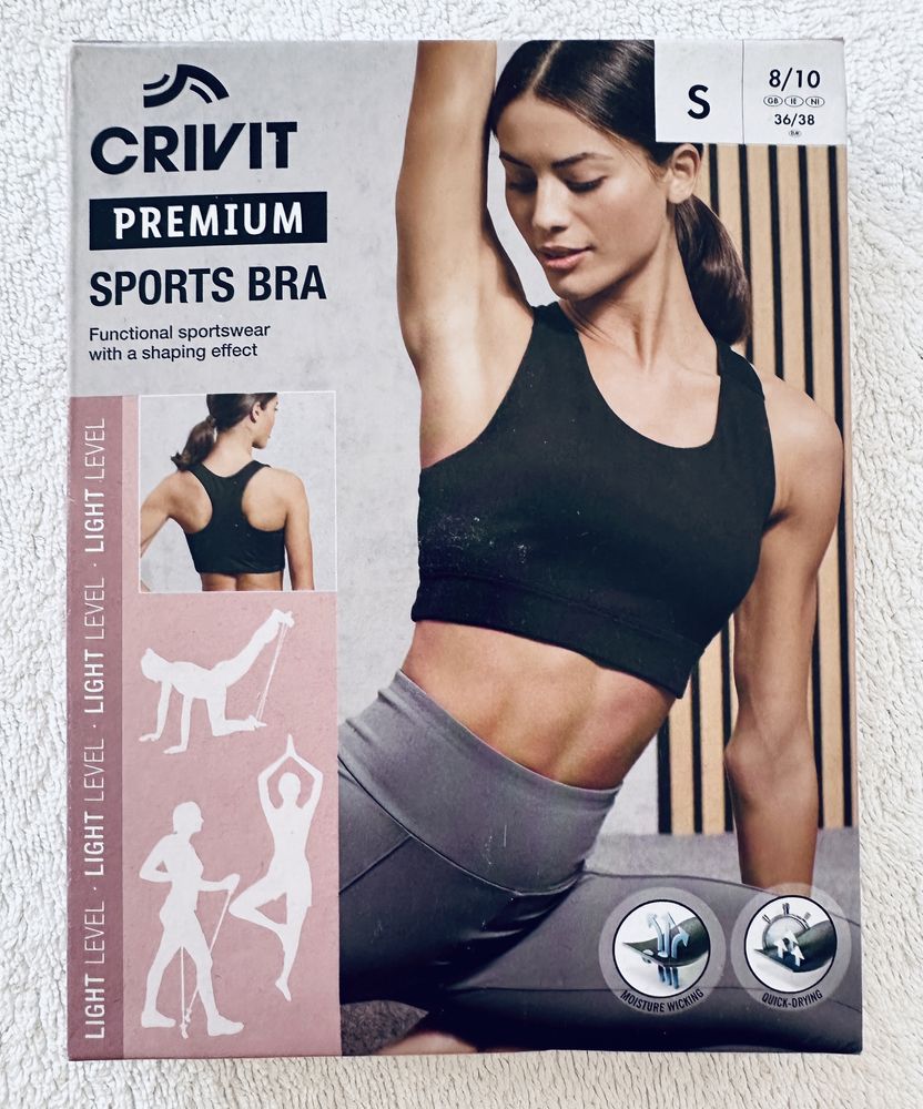 Crivit Sports Bra S czarny sportowy biustonosz