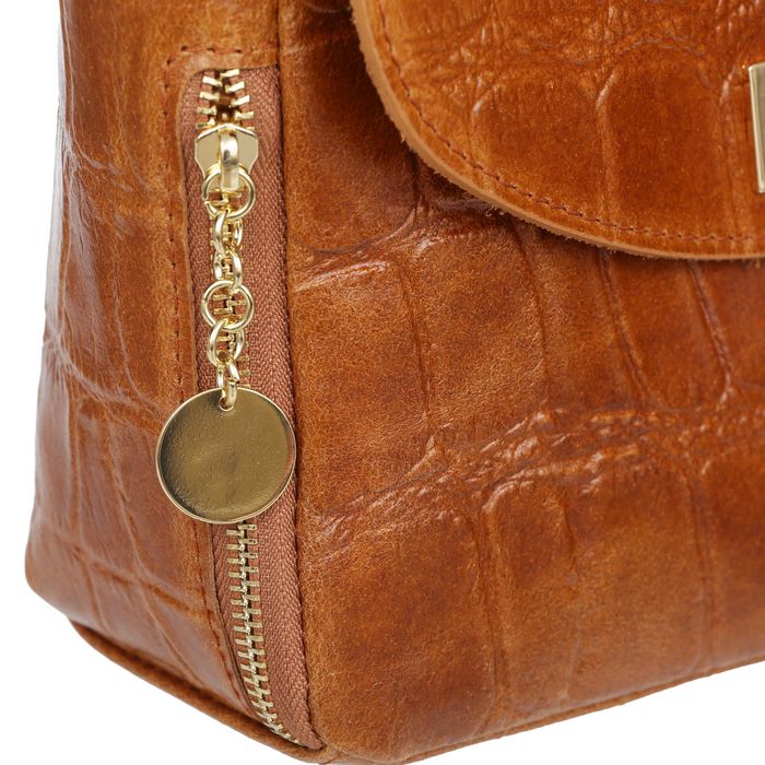 VERA PELLE torebka skórzana listonoszka kroko z paskiem V532 j.szara